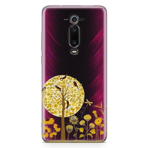 Xiaomi Redmi K20 Pro Premium Kılıf Sarı Ağaç Ve Kuşlar Arka Kapak Koruma Desenli Full Koruyucu