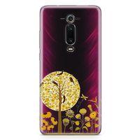 Xiaomi Redmi K20 Pro Premium Kılıf Sarı Ağaç Ve Kuşlar Arka Kapak Koruma Desenli Full Koruyucu