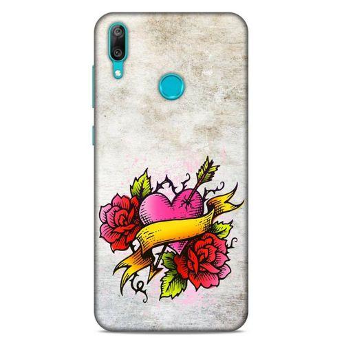 Lopard Huawei Y7 2019 Uyumlu Kılıf Tattoo's (12) Koruyucu Silikon Gri Pembe