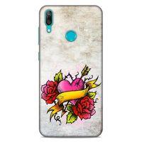 Lopard Huawei Y7 2019 Uyumlu Kılıf Tattoo's (12) Koruyucu Silikon Gri Pembe