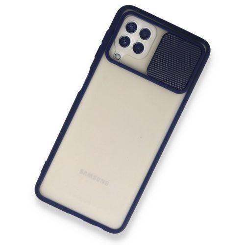 XD Samsung Galaxy M22 Kılıf Palm Buzlu Kamera Sürgülü Silikon - Lacivert