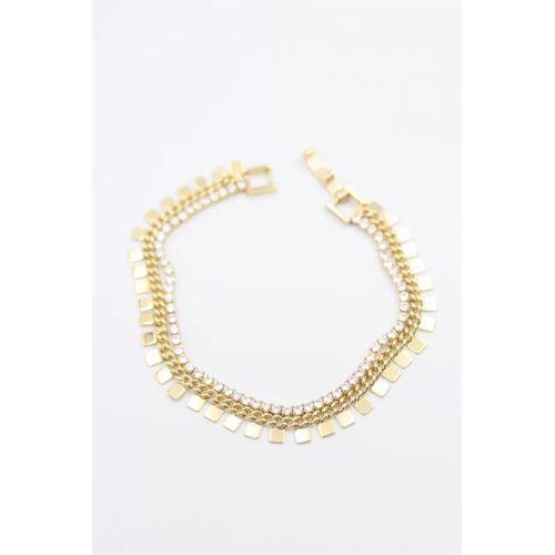 Kare Pullu Su Yolu Bileklik - Altın