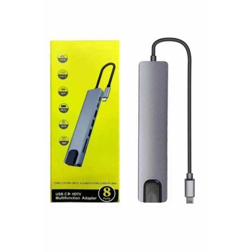 Macbook Pro/air Uyumlu Usb Type-c 8 In 1 Hub Dönüştürücü Çevirici Çoklayıcı Usb Hdmı Micro Sd 8 Girişli