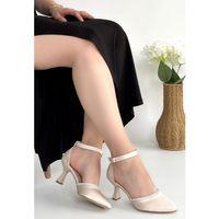 Mejja Bej Saten Topuklu Ayakkabı