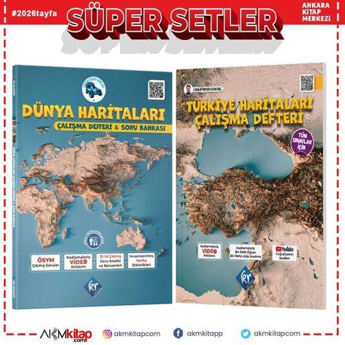 KR Akademi Dünya ve Türkiye Haritaları Çalışma Defteri Seti 2 Kitap