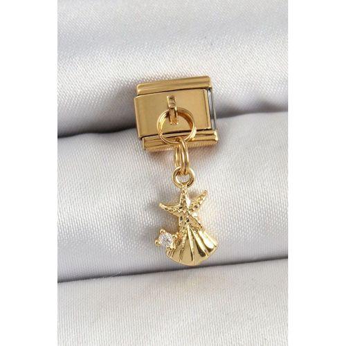 316L Çelik Sallantılı Zirkon Taşlı Deniz Yıldızı Ve İstiridye Model Gold Renk Nomination Charm