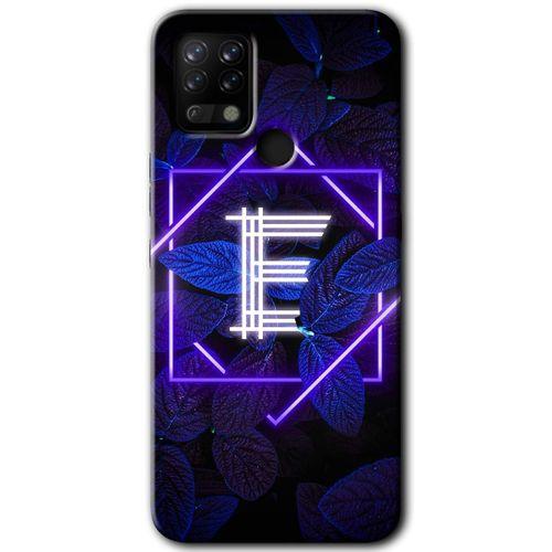 Tecno Pova Kılıf HD Desen Baskılı Arka Kapak - Dark Neon Yaprak E Harfi + Kırılmaz Cam