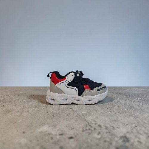 Wisco 018 Lacivert-Gri Cırtlı Işıklı Bebe Erkek Çocuk Spor Ayakkabı