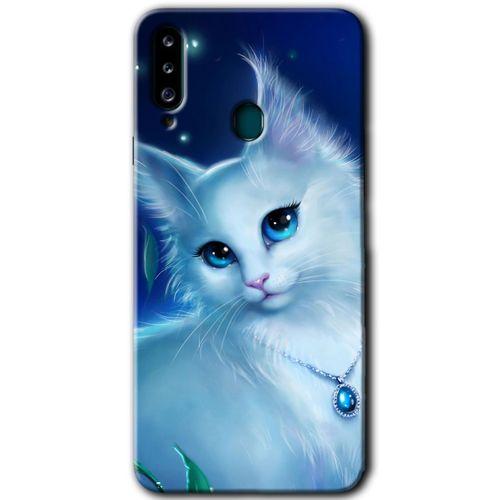 Samsung Galaxy A20s HD Baskılı Kılıf + 9D Tam Ekran Koruyucu - Cat Glance