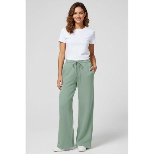 Kadın İki İplik Rahat Kalıp Yüksek Bel Geniş Paça Pantolon SPR26EAK988