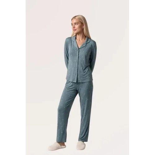 Kadın Pijama Takımı - Önden Düğmeli Uzun Kol