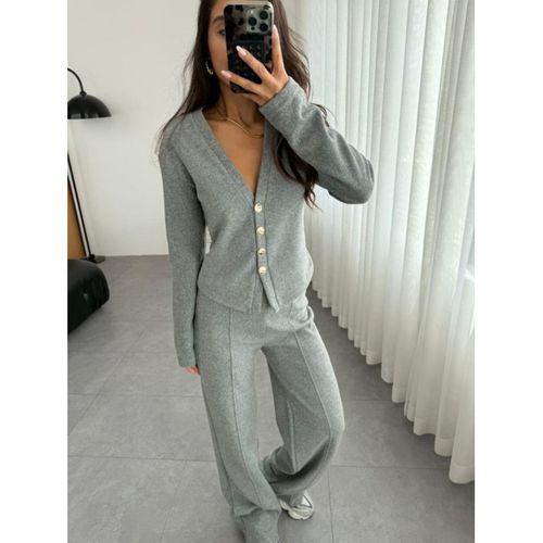 Selanik Kumaş Ön Düğmeli Ceket Çımalı PantolunTakım