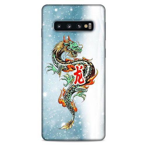 Samsung Galaxy S10 Kılıf Dragons (29) Arka Koruma Kılıfı Tatoo Mavi Ejderha