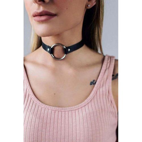 Halka Detaylı Ayarlanabilir Deri Zarif Choker - Brf686