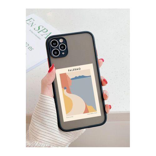 iPhone 11 Pro Max Siyah Kamera Lens Korumalı Palermo Desenli Lüx Telefon Kılıfı