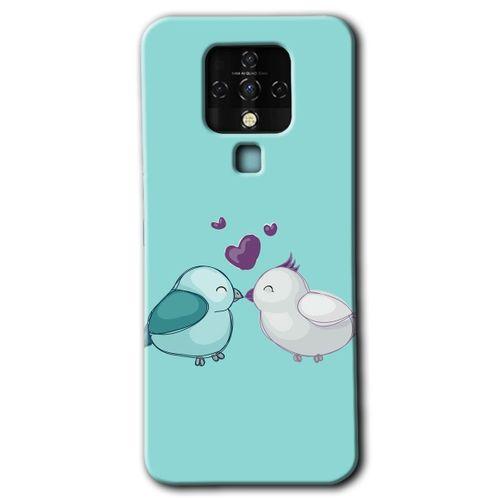 MRCİLETİSİM Tecno Camon 16 Kılıf HD Desen Baskılı Arka Kapak+Temperli Cam - Mutlu Kuşlar