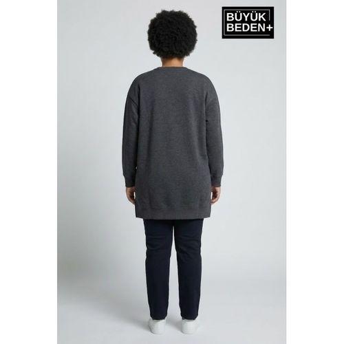 Kadın Tunik Büyük Beden NY NEWYORK Baskılı ince Sweatshırt SPR26BTK990-1