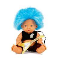 Punkçı Bebek Figürü 25 cm - Mavi Saçlı