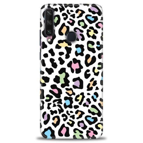 Huawei Y6P Kılıf HD Baskılı Kılıf - Renkli Leopar + Tam Ekran Koruyucu