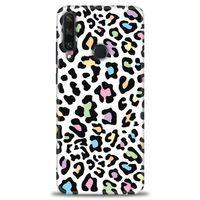 Huawei Y6P Kılıf HD Baskılı Kılıf - Renkli Leopar + Tam Ekran Koruyucu
