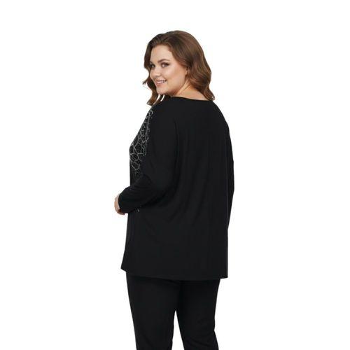 Kadın Siyah Sıfır Yaka Taşlı Bluz BGL-ST05156