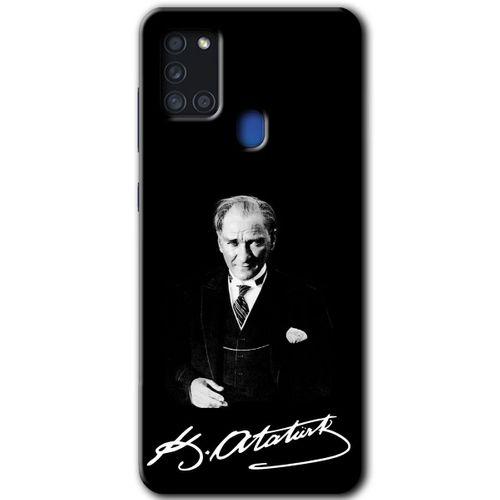 Samsung Galaxy A21s HD Baskılı Kılıf + 9D Tam Ekran Koruyucu - Atatürk İmza