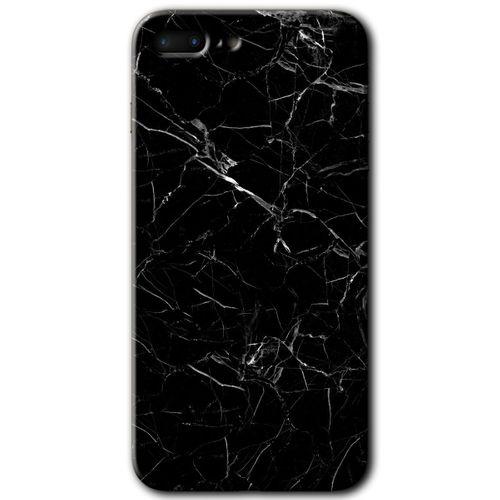 iPhone 7 Plus Kılıf Baskılı Kapak - Siyah Mermer +Tam Kaplayan Mat Seramik