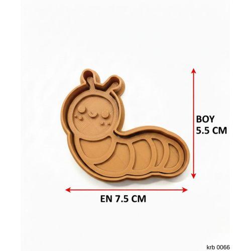 Sevimli Tırtıl Figürlü Kurabiye Kalıbı ve Hamur Kesici – Şeker Hamuru ve Oyun Hamuru İçin İki Parça Kalıp