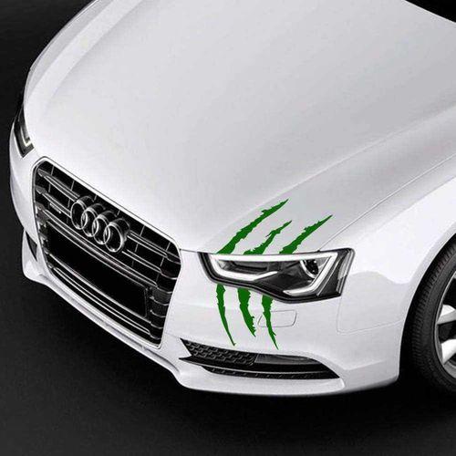 Monster Canavar Pençe İzi Uzun Far Sticker - Araba Etiket, Çıkartma - Aksesuar -modifiye -arma Yeşil