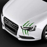 Monster Canavar Pençe İzi Uzun Far Sticker - Araba Etiket, Çıkartma - Aksesuar -modifiye -arma Yeşil