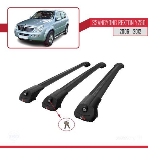 Ssangyong Rexton Y250 2006-2012 Arası ile uyumlu ACE-1 Ara Atkı Tavan Barı SİYAH 3 ADET BAR