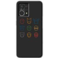 Oppo Reno 7 4G Kılıf HD Desen Baskılı Arka Kapak+Temperli Cam - Avengers Minimalism