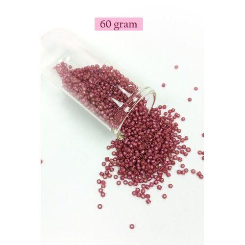 Dökme Cam Kum Boncuk (11/0) 2 mm - 60 Gram -  Koyu Pembe - BNC046