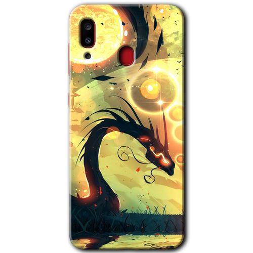 Galaxy A20 Kılıf HD Desen Baskılı Arka Kapak - Digital Dragon + Kırılmaz Cam