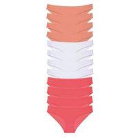 12 Adet Süper Eko Set Likralı Kadın Slip Külot Pudra Beyaz Fuşya