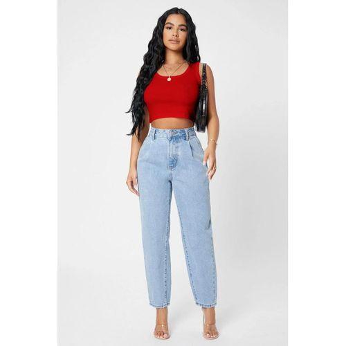 Kadın Kırmızı Modern Fit Kare Yaka Crop Top Bluz