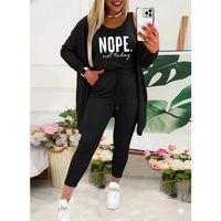 Kadın Askılı Yuvarlak Yaka Yazılı Viskon Iki Iplik Bluz Ceket Ve Pantolon 3lü Takım