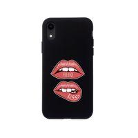 iPhone XR Hello Kiss Premium Siyah Lansman Silikonlu Kılıf