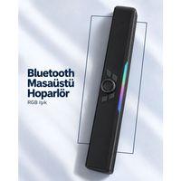 Monitör Altı Kullanıma Uygun Şarj Edilebilir Bluetooth Soundbar Hoparlör Siyah