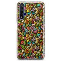 Honor View 20 Kılıf Happy Doodle Arka Kapak Koruma Desenli Full Koruyucu