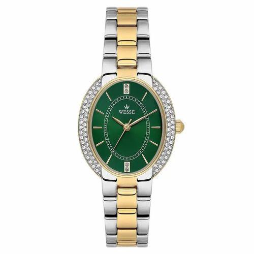 Wesse WWL113002 Quartz Çelik Altın/Gri Yeşil Kadran Kadın Kol Saati
