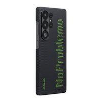 Galaxy S25 Ultra Kılıf  M-safe Şarj Özellikli Lumintex Teknolojili Fosforlu Aramid Fiber Pitaka Tactile Woven Aries Serisi Kapak