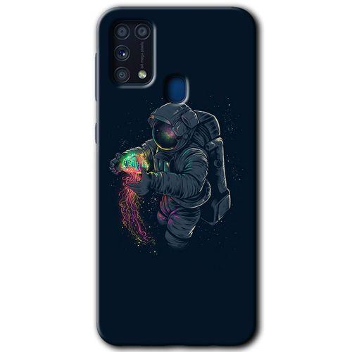 Samsung Galaxy M31 Kılıf Baskılı Kapak - Astronot Kıyafeti +Tam Ekran Koruyucu
