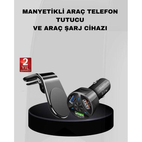 Araç İçi Telefon Tutucu + Quick Charge 3.0 Araç Şarj Cihazı Seti