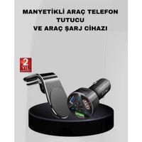 Araç İçi Telefon Tutucu + Quick Charge 3.0 Araç Şarj Cihazı Seti