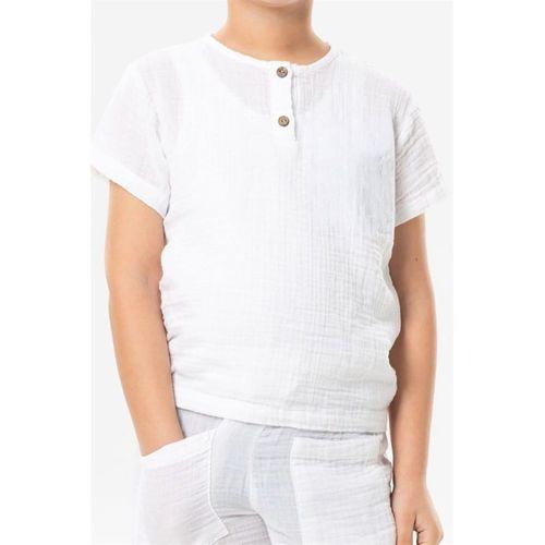 Kısa Kol Batı Yazlık Müslin Erkek Çocuk Tshirt Beyaz Byz