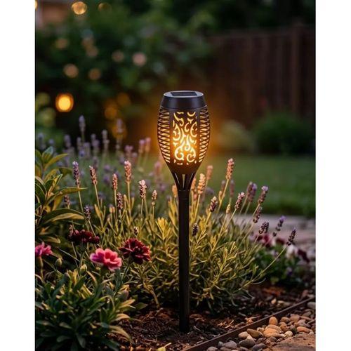 Güneş Enerjili Alev Görünümlü Bahçe Lambası Sensörlü Led Dış Mekan Dekoratif Aydınlatma