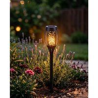 Güneş Enerjili Alev Görünümlü Bahçe Lambası Sensörlü Led Dış Mekan Dekoratif Aydınlatma