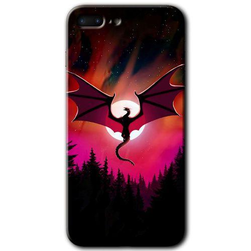 iPhone 7 Plus Kılıf Baskılı Kapak - Dragon Night + 5D Tam Kaplayan Cam