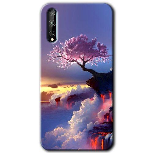 Huawei Y8P Kılıf HD Desen Baskılı Arka Kapak - Wash Red Wall